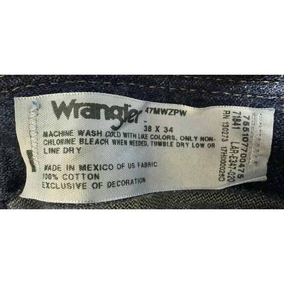 Wrangler 47MWZ Men's Regular Fit Straight Leg Western Blue Jeans - Size 38x33 - Picture 7 of 7